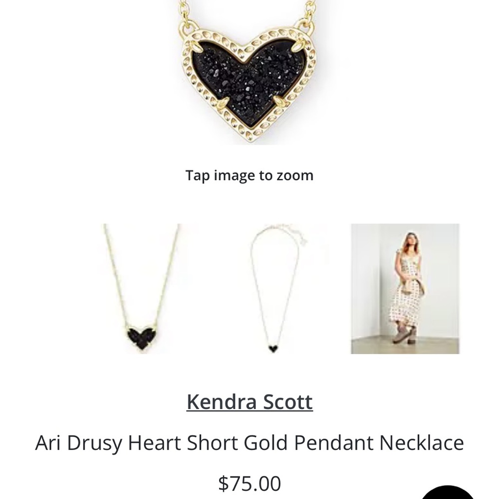 Kendra Scott Gold and Black Heart Necklace